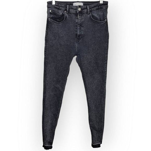 Zara Woman Women's High Waist Skinny Jeans in Charcoal Acid Wash size 12 - Picture 1 of 5